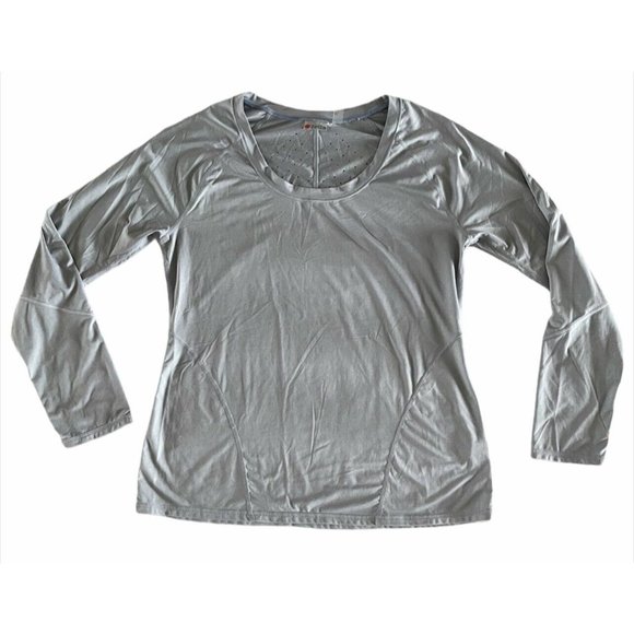 Zella Leia Run Long Sleeve Tee Shirt Top Gray Ventilated Reflective XL - Picture 4 of 10